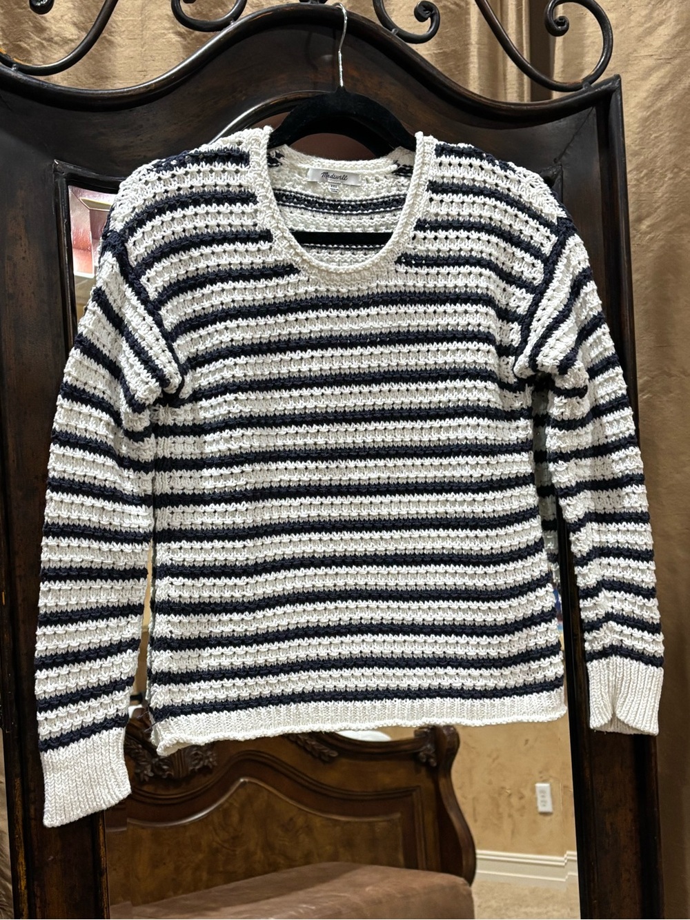 Madewell Women’s Navy & White Striped Crewneck Sweater